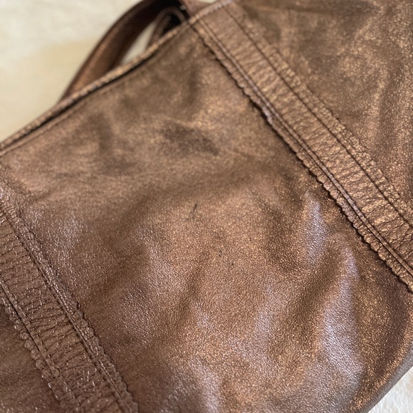 J Jill Pearlized Metallic Bronze Leather Tote Bag - Picture 7 of 8